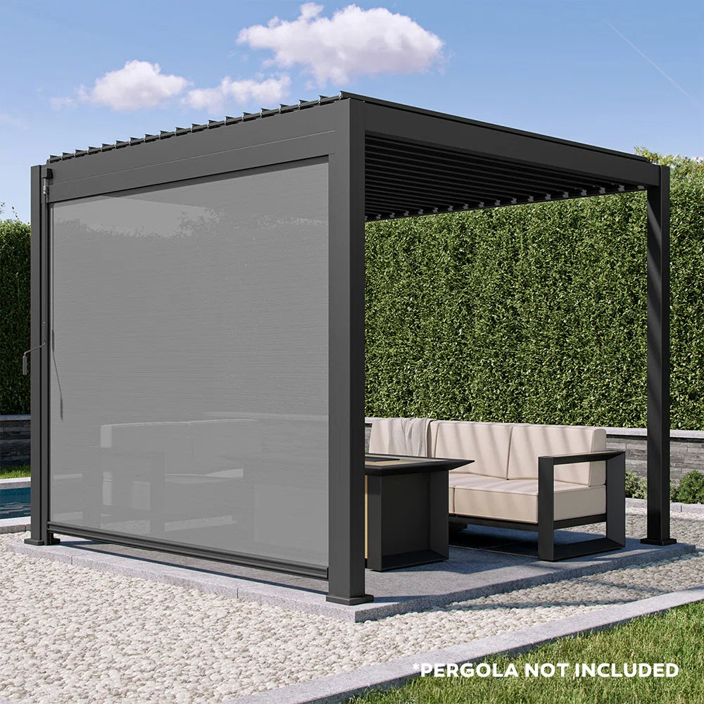 Motorized Aluminum Pergola Kit with Adjustable Louvered Roof and Screens