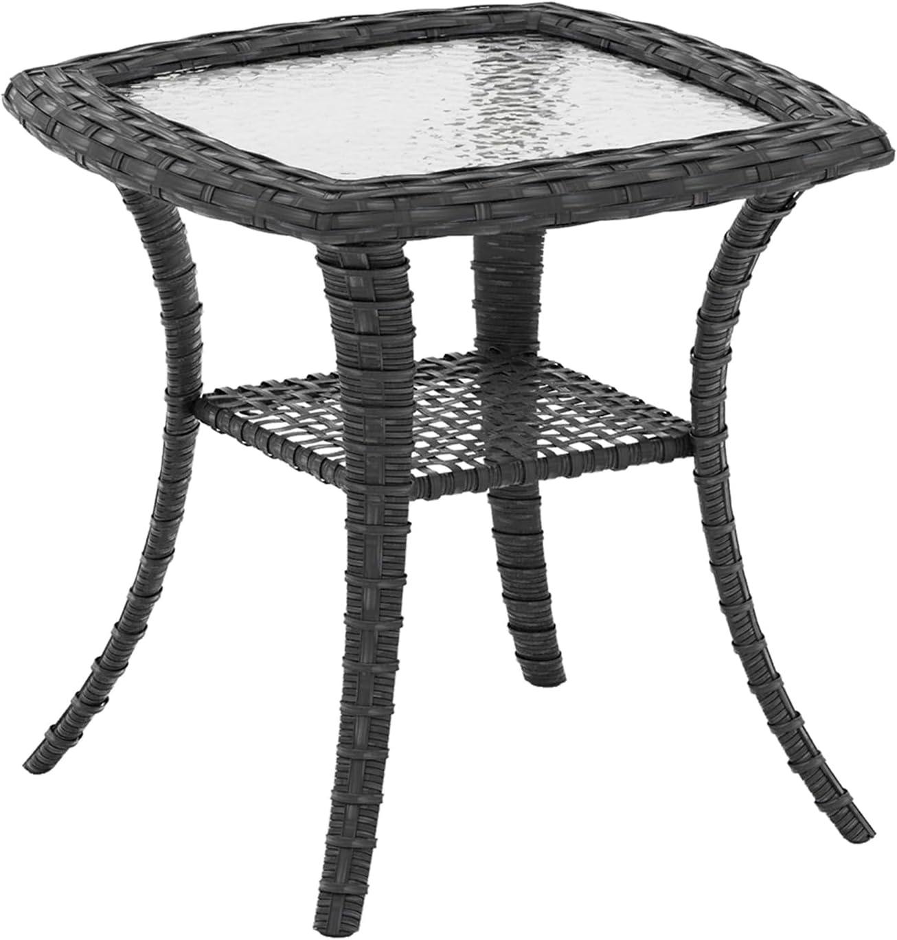 SUGOLD 1 PCS Patio Furniture Set Side Table, Rattan Coffee Table Patio Conversation Set for Backyard, Garden, Balcony, Poolside