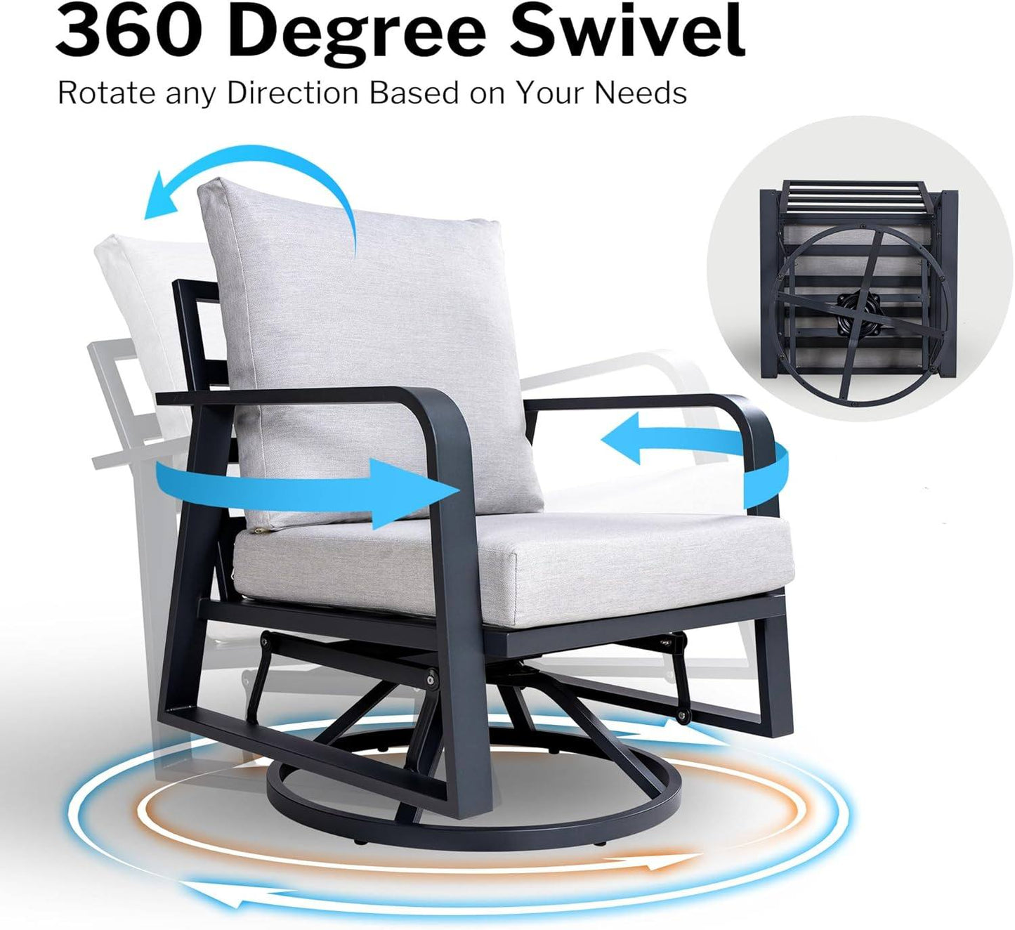 SUGOLD Aluminum Outdoor Patio Furniture Set 8 Pieces with Swivel Rocking Chairs