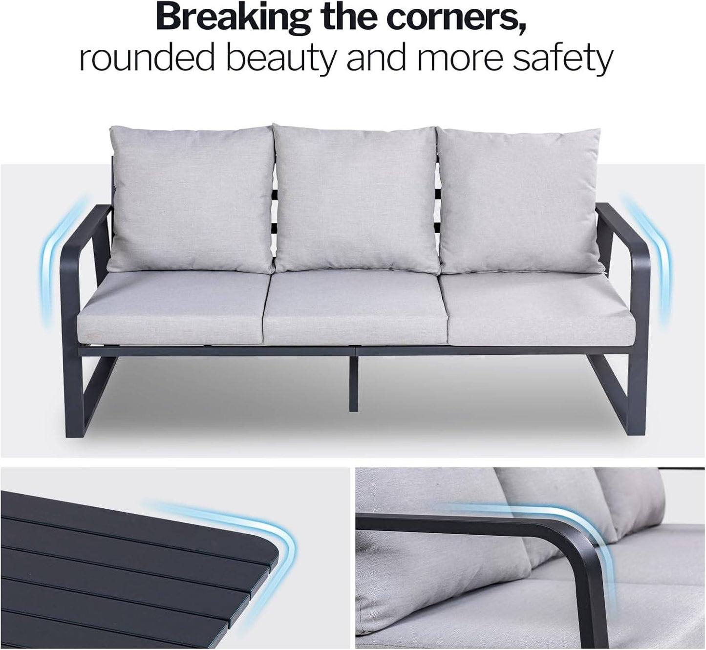 SUGOLD Alume 4 Pieces Outdoor Aluminum Furniture Set,Patio Conversation Sofa Modern Seating Set with Coffee Table