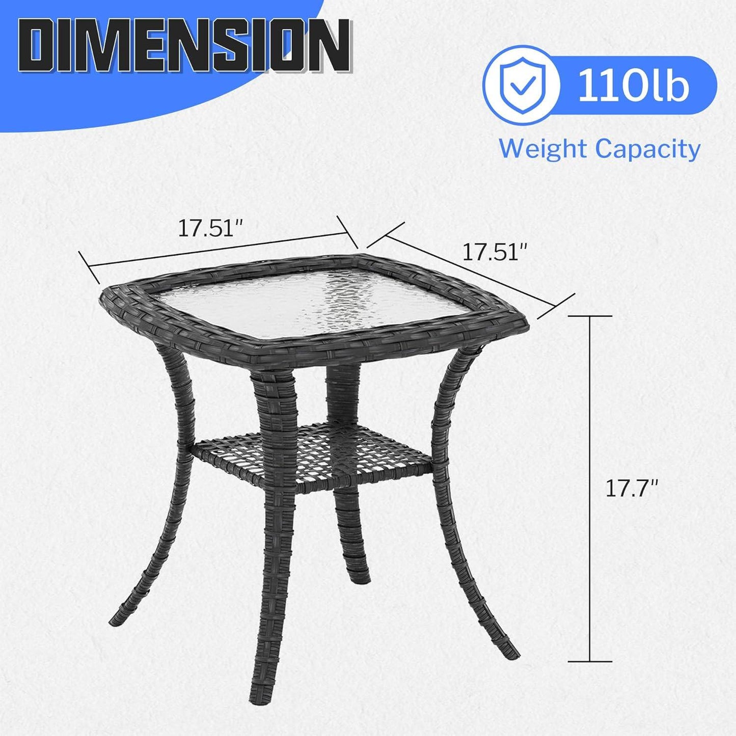 SUGOLD 1 PCS Patio Furniture Set Side Table, Rattan Coffee Table Patio Conversation Set for Backyard, Garden, Balcony, Poolside