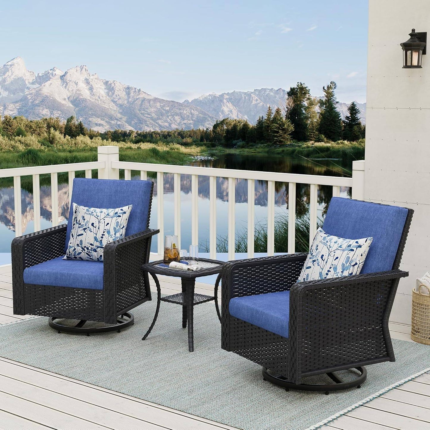 SUGOLD 1 PCS Patio Furniture Set Side Table, Rattan Coffee Table Patio Conversation Set for Backyard, Garden, Balcony, Poolside