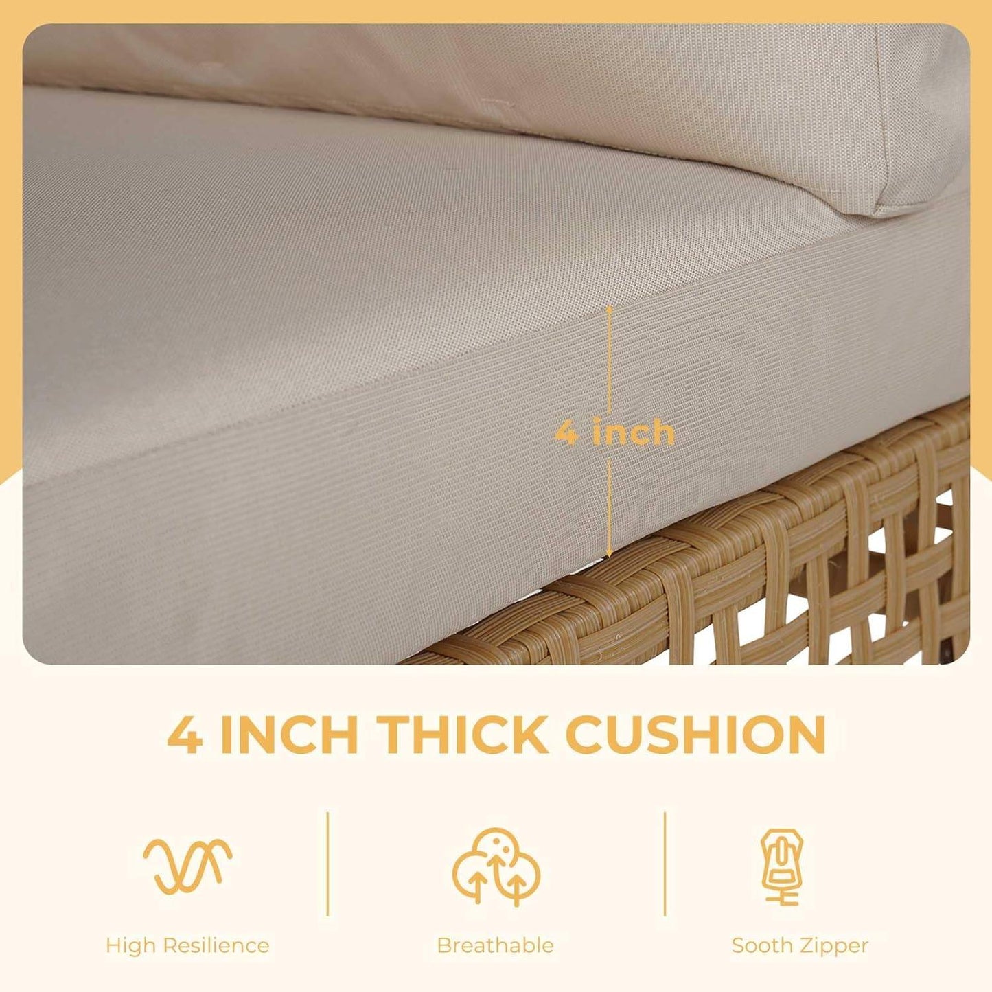 Sugold Pleasantries 7 piece PATIO Wicker Patio Furniture Set, All Weather Outdoor Sectional Sofa with Beige Thick Cushions
