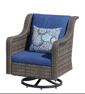 Outdoor Swivel Rocking Chairs with Side Table, High Back Outdoor Furniture Set for Backyard, Garden, Lawn, Poolside