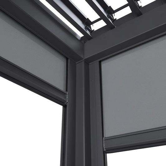 Motorized Aluminum Pergola Kit with Adjustable Louvered Roof and Screens