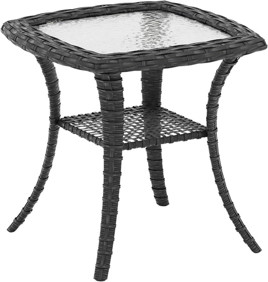 SUGOLD 1 PCS Patio Furniture Set Side Table, Rattan Coffee Table Patio Conversation Set for Backyard, Garden, Balcony, Poolside