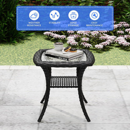 SUGOLD 1 PCS Patio Furniture Set Side Table, Rattan Coffee Table Patio Conversation Set for Backyard, Garden, Balcony, Poolside