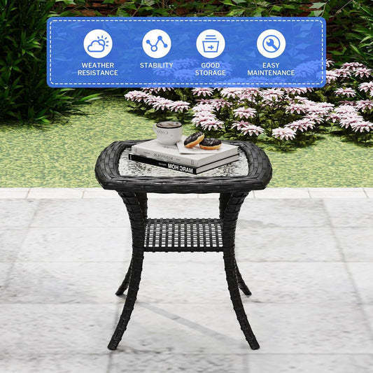 SUGOLD 1 PCS Patio Furniture Set Side Table, Rattan Coffee Table Patio Conversation Set for Backyard, Garden, Balcony, Poolside