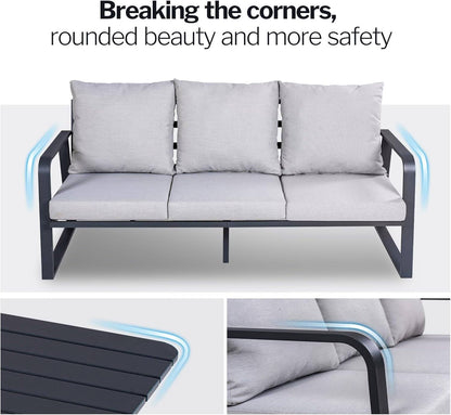SUGOLD Alume 4 Pieces Outdoor Aluminum Furniture Set，Patio Conversation Sofa Modern Seating Set with Coffee Table
