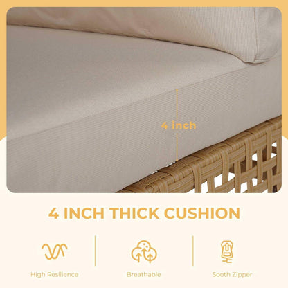 Sugold 7 piece PATIO Wicker Patio Furniture Set, All Weather Outdoor Sectional Sofa with Beige Thick Cushions