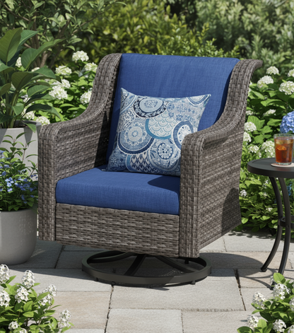 Outdoor Swivel Rocking Chairs, High Back Outdoor Furniture Set for Backyard, Garden, Lawn, Poolside