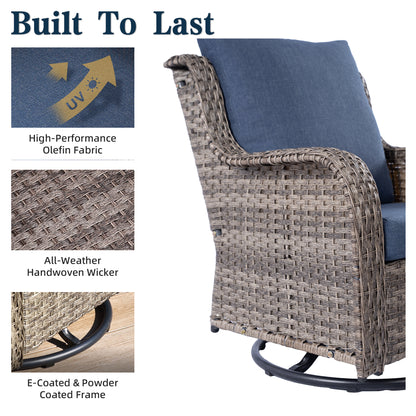 Outdoor Swivel Rocking Chairs, High Back Outdoor Furniture Set for Backyard, Garden, Lawn, Poolside