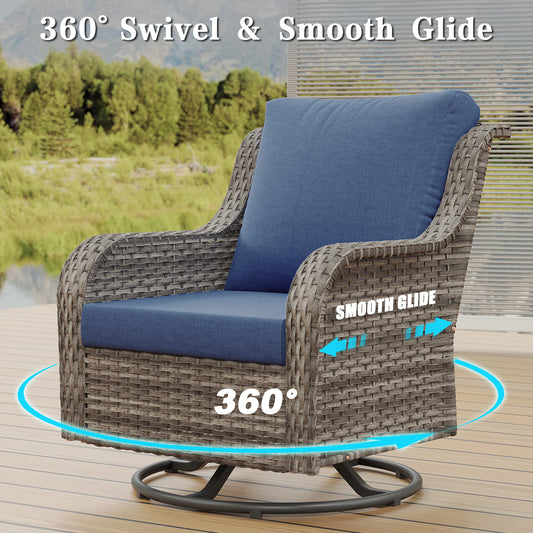 Outdoor Swivel Rocking Chairs, High Back Outdoor Furniture Set for Backyard, Garden, Lawn, Poolside